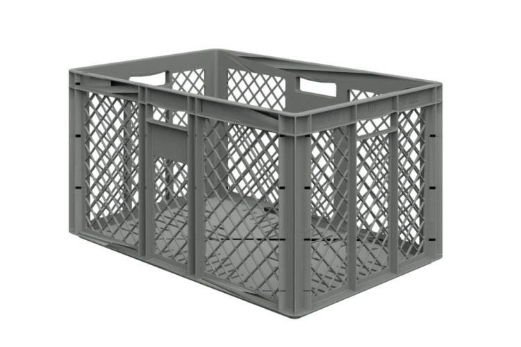 Ящик прямоуг. 600х400х220 перф (серый)