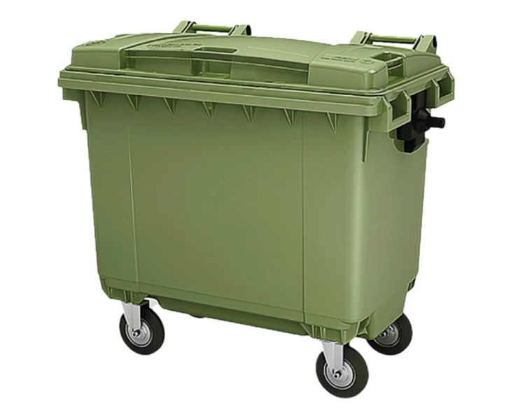 Мусорный контейнер. 660л с крышкой зеленый
