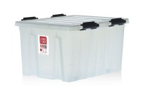 Ящик 740х565х400 мм с крышкой и клипсами на роликах (прозрачный)